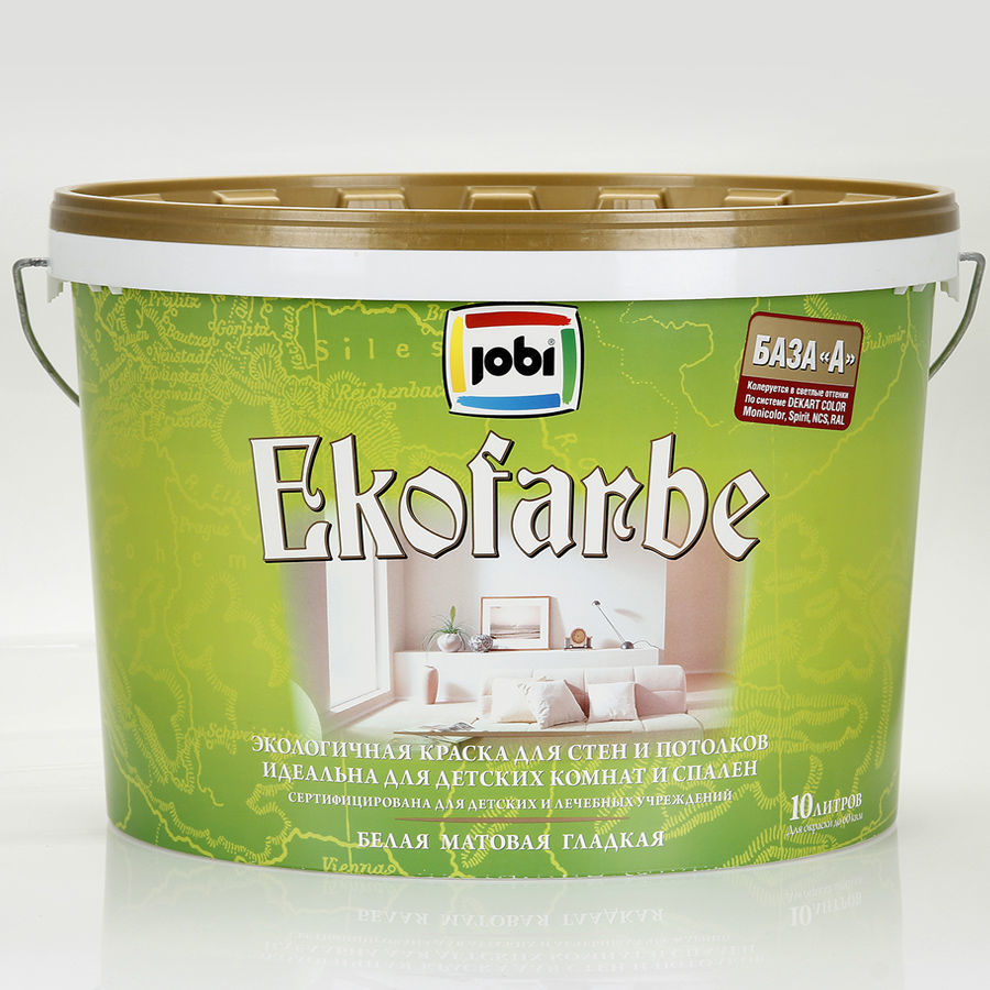 Краска моющаяся JOBI ECOFARBE -30С* №6 10л (40шт/под)
