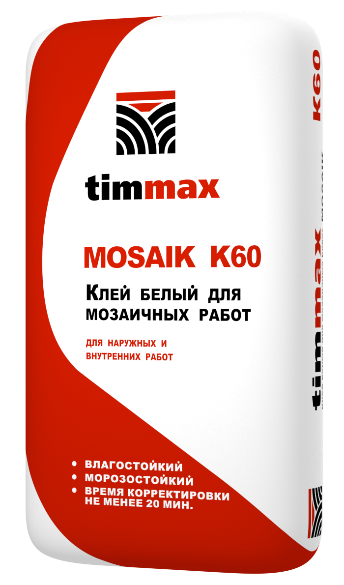 Клей цементный Timmax К60 MOSAIK белый д/мозаичных работ (20кг/65шт/1.3т)