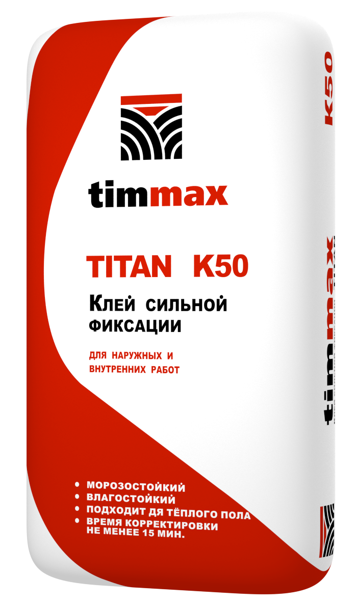 Клей цементный Timmax К50 TITAN сильной фиксации (25кг/48шт/1.2т)