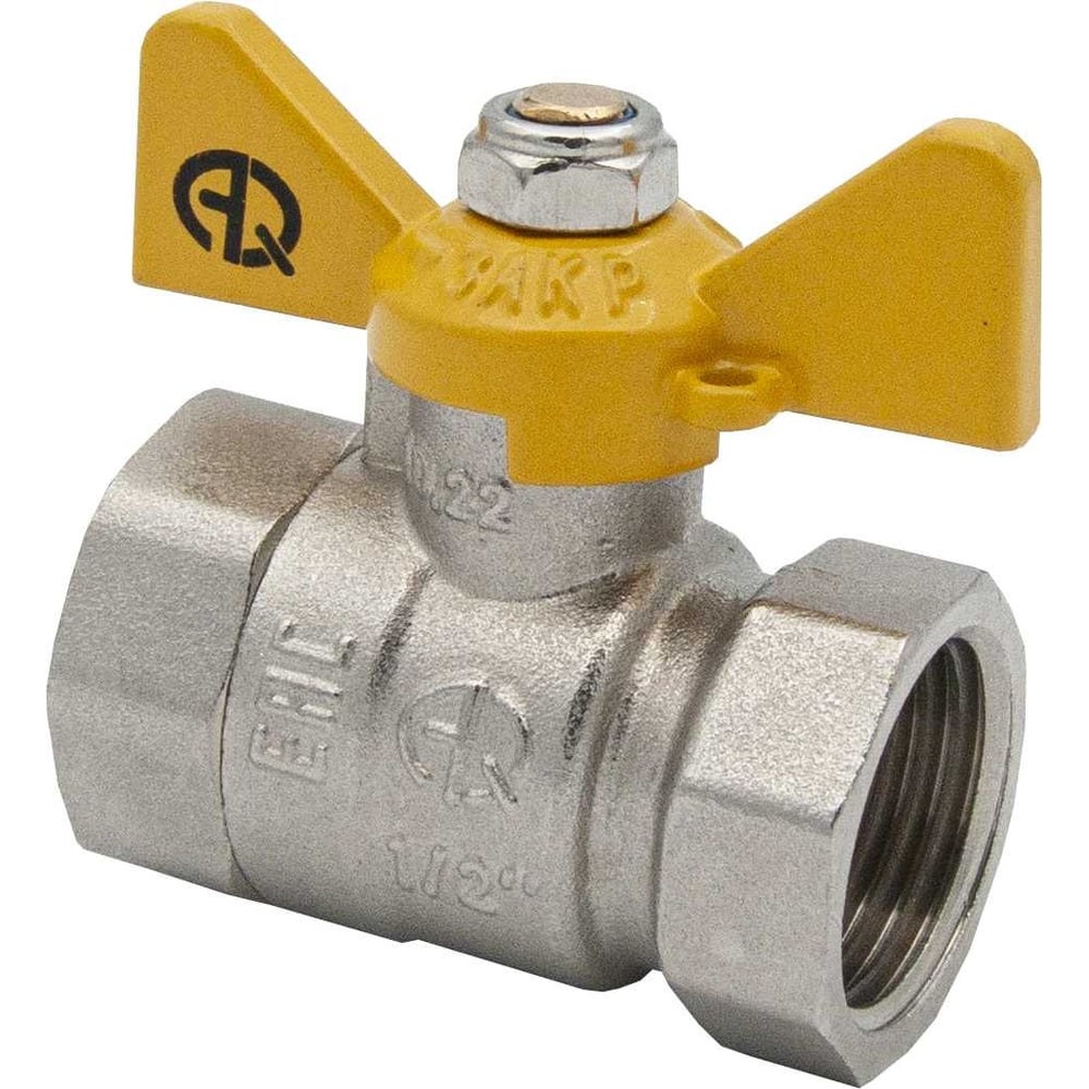 Кран шаровой газовый, рукоятка бабочка 1/2 вн-вн.(AQUALINK 120/10)
