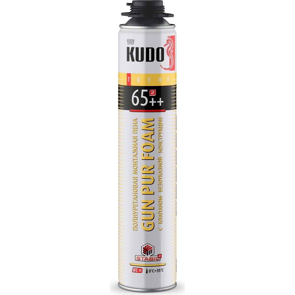 Пена монтажная Pro KUDO Trend 65++. 1000мл (до 65л) летняя (от 0 до +35 градусов) (12шт/уп)