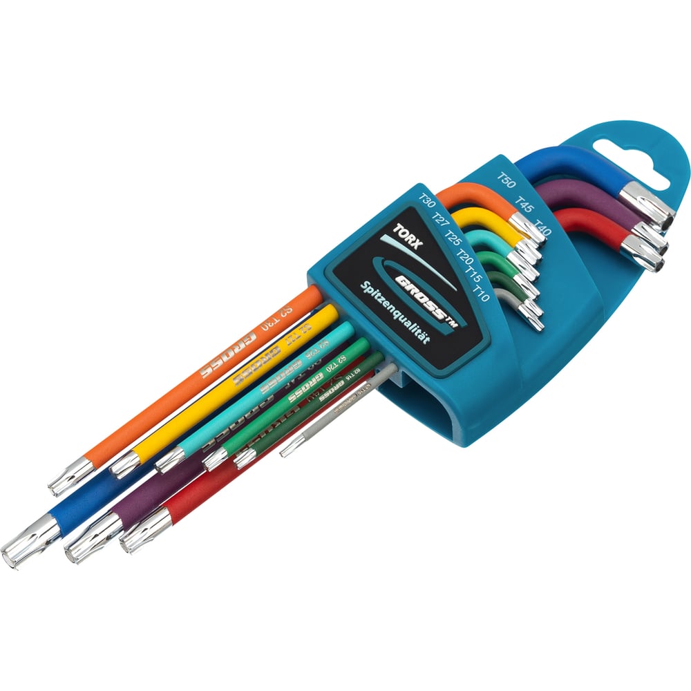 Набор ключей имбусовых Gross TORX-TT, T10-T50, 9шт, S2, магнит, хром/краска