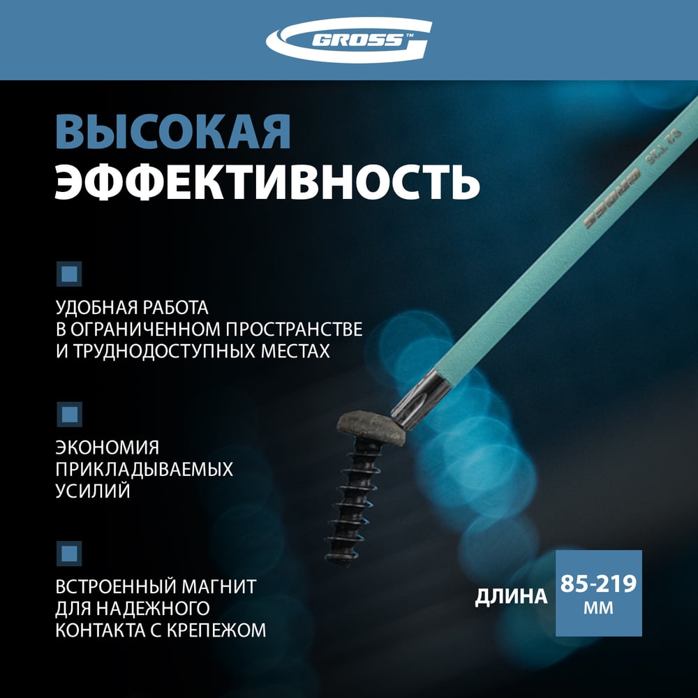 Набор ключей имбусовых Gross TORX-TT, T10-T50, 9шт, S2, магнит, хром/краска