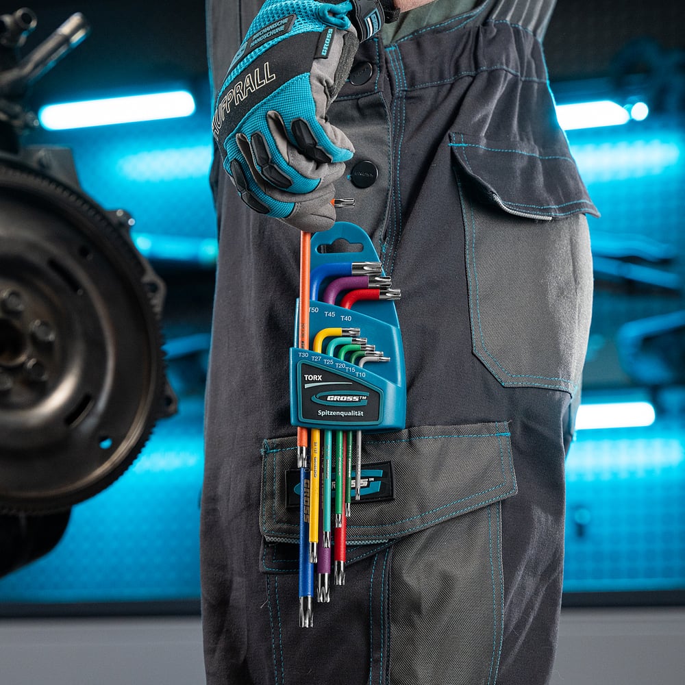 Набор ключей имбусовых Gross TORX-TT, T10-T50, 9шт, S2, магнит, хром/краска