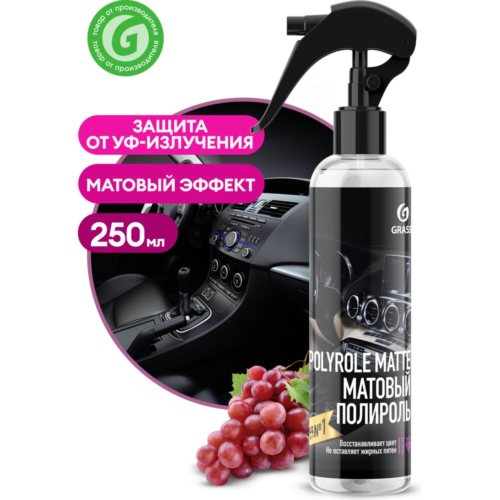 Полироль пластика "polirole matte" матовый блеск 250мл упак (30шт)