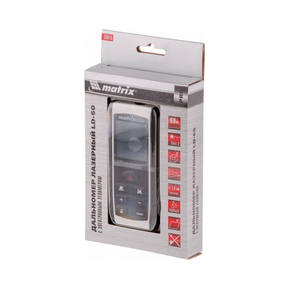 Лазерный дальномер Matrix LD-60, 60м, с электронным угломером