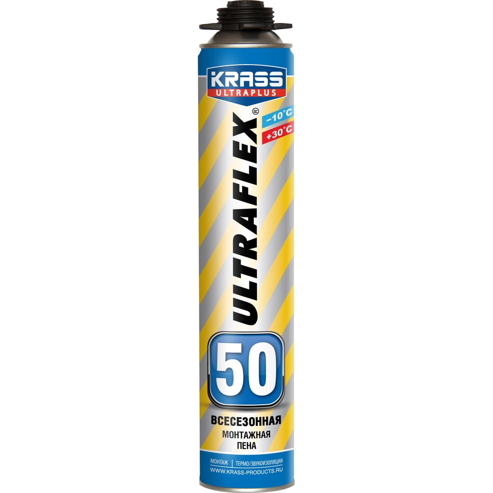 Пена монтажная профессиональная KRASS ULTRAFLEX 50 пистолетная, всесезонная