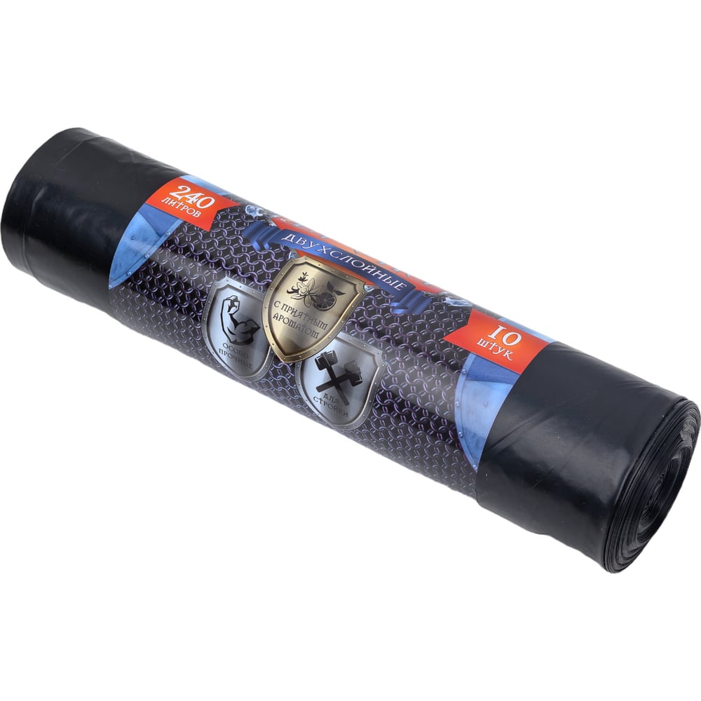 Мешки д/м 100х130 60мкн 240л БРОНЯ черный 10 шт/рул