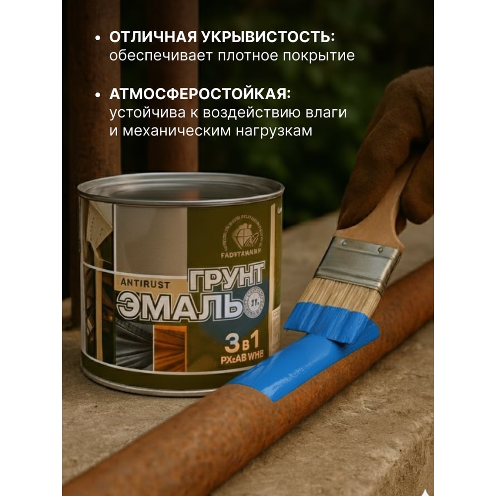 Грунт-эмаль по ржавчине Синий 1.9кг Радуга