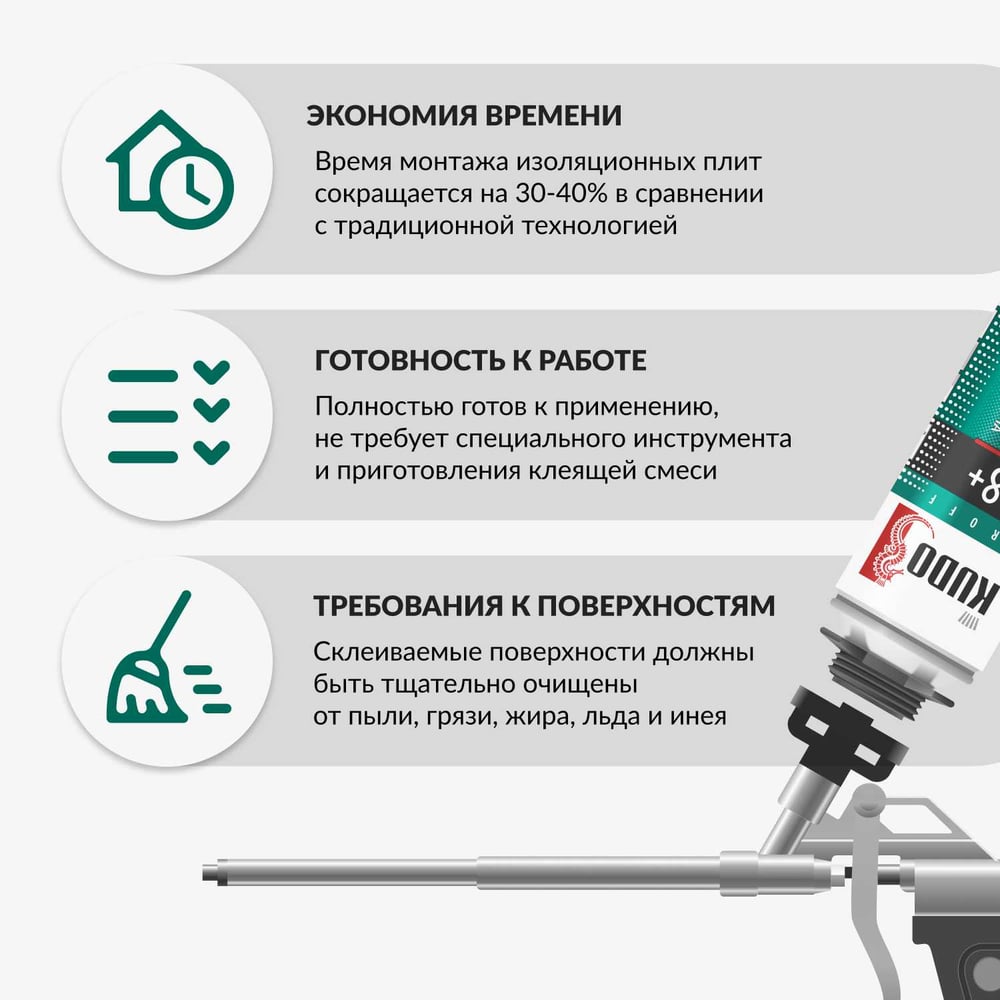 Пено-клей Pro KUDO BOND 28+ для строительных блоков, 1000мл