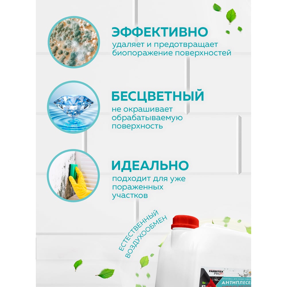 Антисептик универсальный "Антиплесень" для любых поверхностей 10л, Farbitex Profi