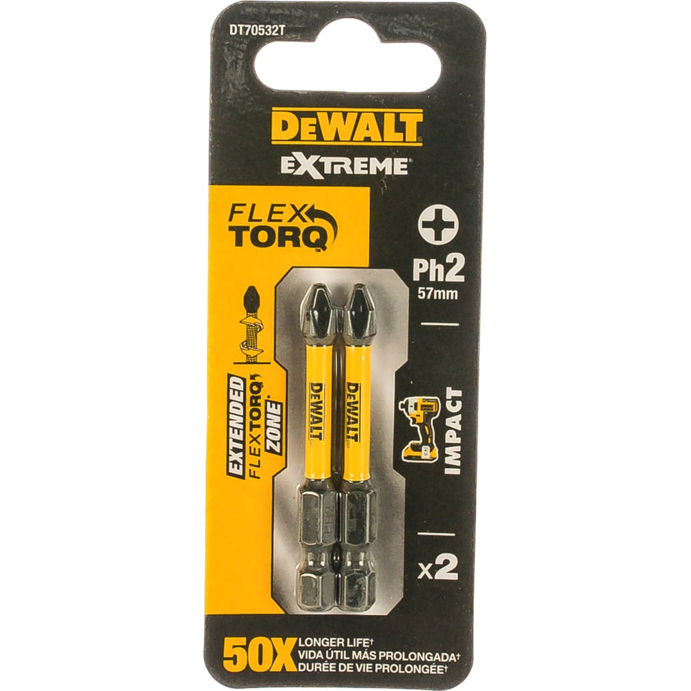 Биты ударные DeWalt IMPACT TORSION PH2 х 50мм, 2шт