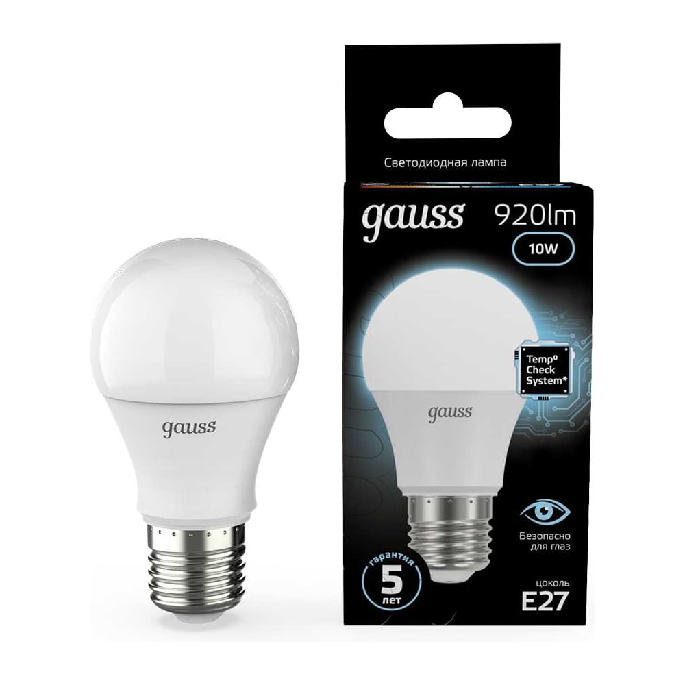 Лампа светодиодная LED 10W E27 A60 4100k, нейтральный белый, GAUSS