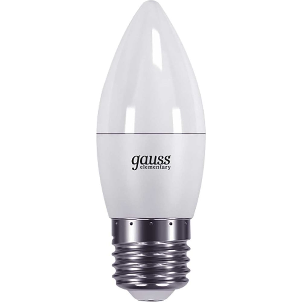 Лампа светодиодная LED Elementary Свеча 6W E27 4100k, нейтральный белый, GAUSS
