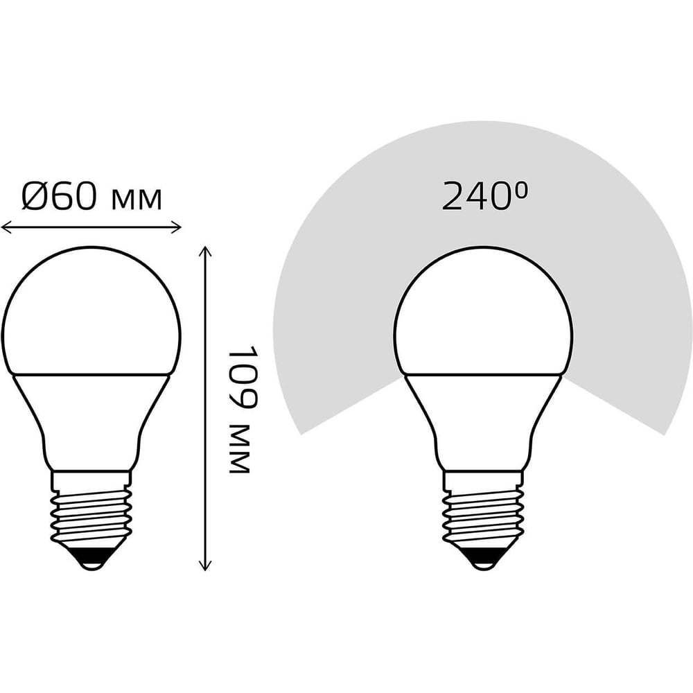 Лампа светодиодная LED 12W E27 A60 3000k, теплый белый, GAUSS
