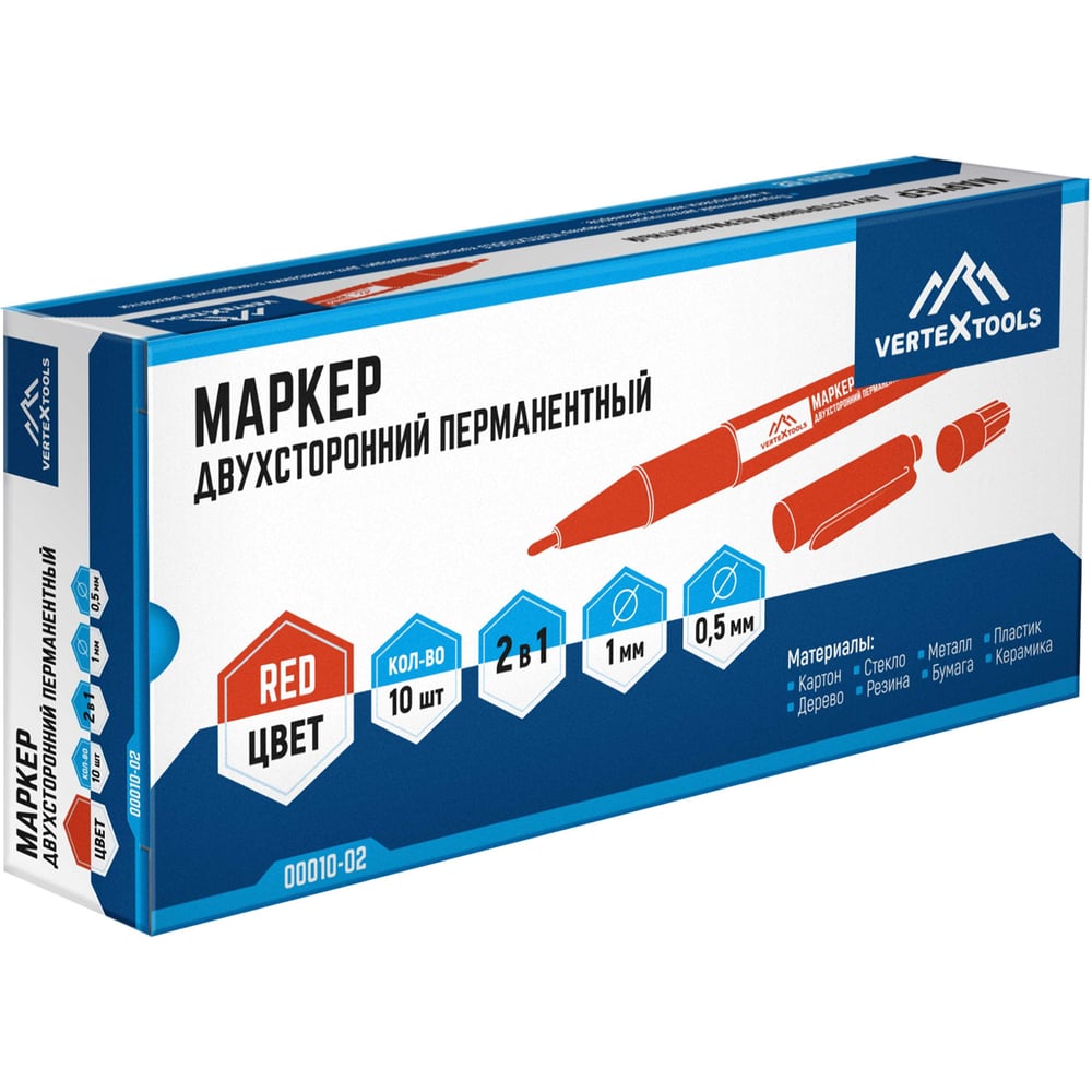 Маркер строительный красный, VertexTools (1/10/100)
