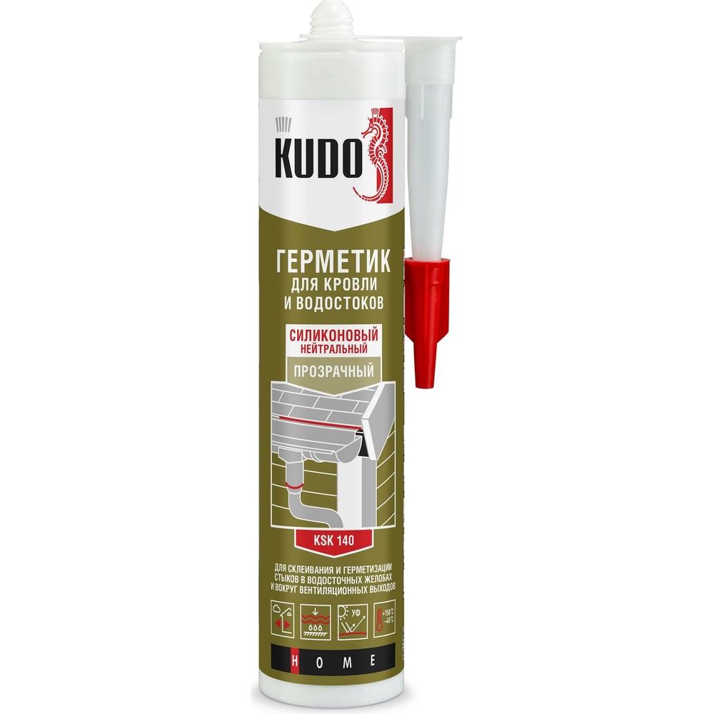 Герметик KUDO KSK140 силиконовый для кровли 280мл, прозрачный (12шт/уп)