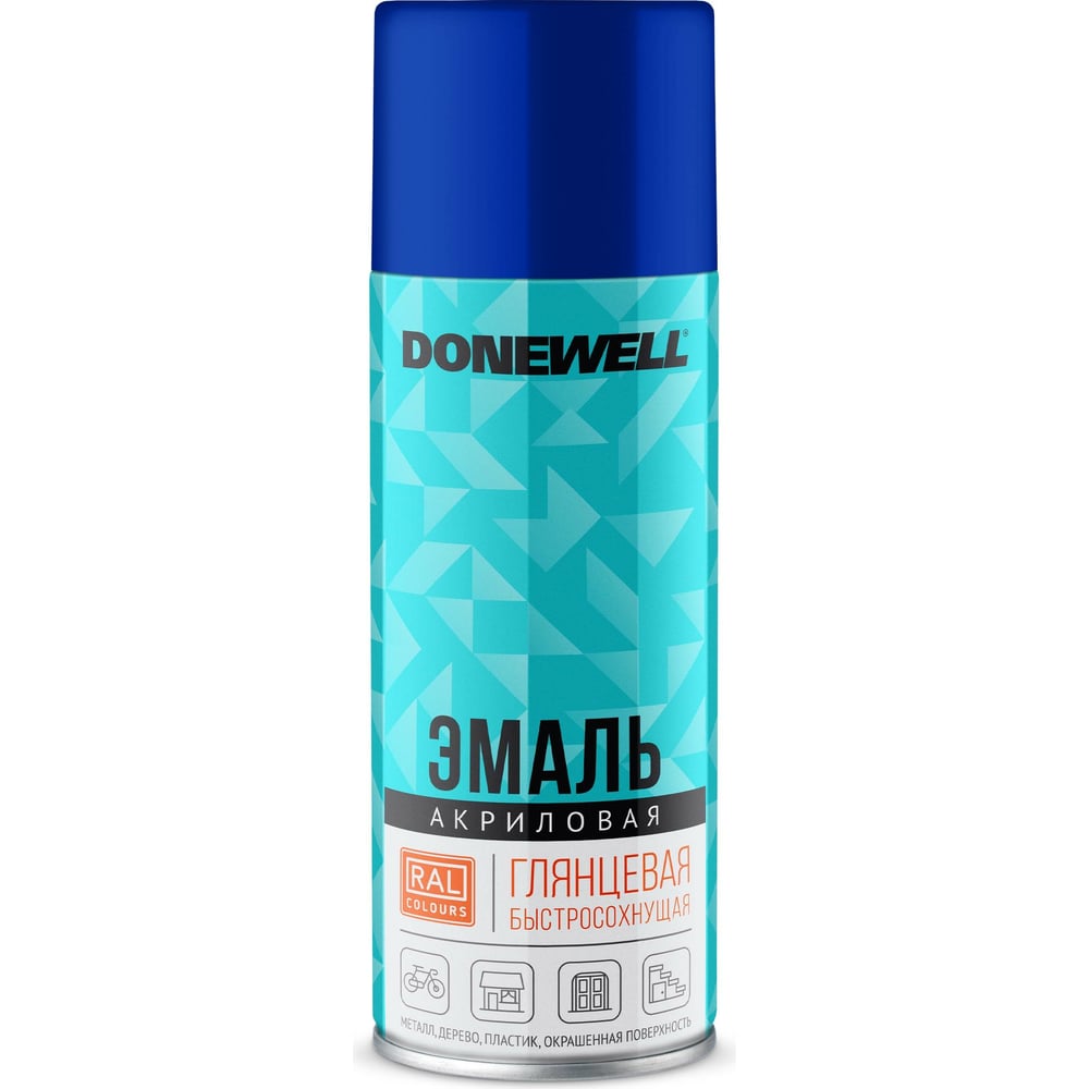 Аэрозоль DoneWell универс акриловая 520мл, RAL 5005 синяя глянцевая