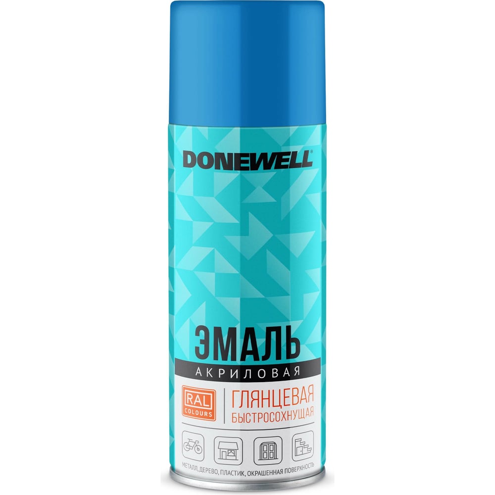 Аэрозоль DoneWell универс акриловая 520мл, RAL 5012 голубая глянцевая