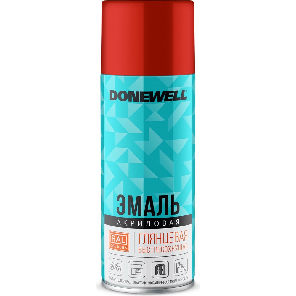 Аэрозоль DoneWell универс акриловая 520мл, RAL 3020 красная глянцевая