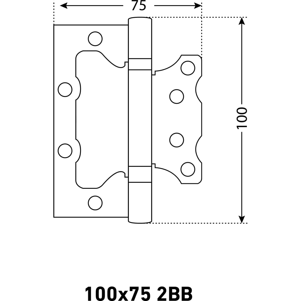 Петля накладная АЛЛЮР 100х75 2ВВ СР, 2,5мм хром, 2шт (10/50шт)