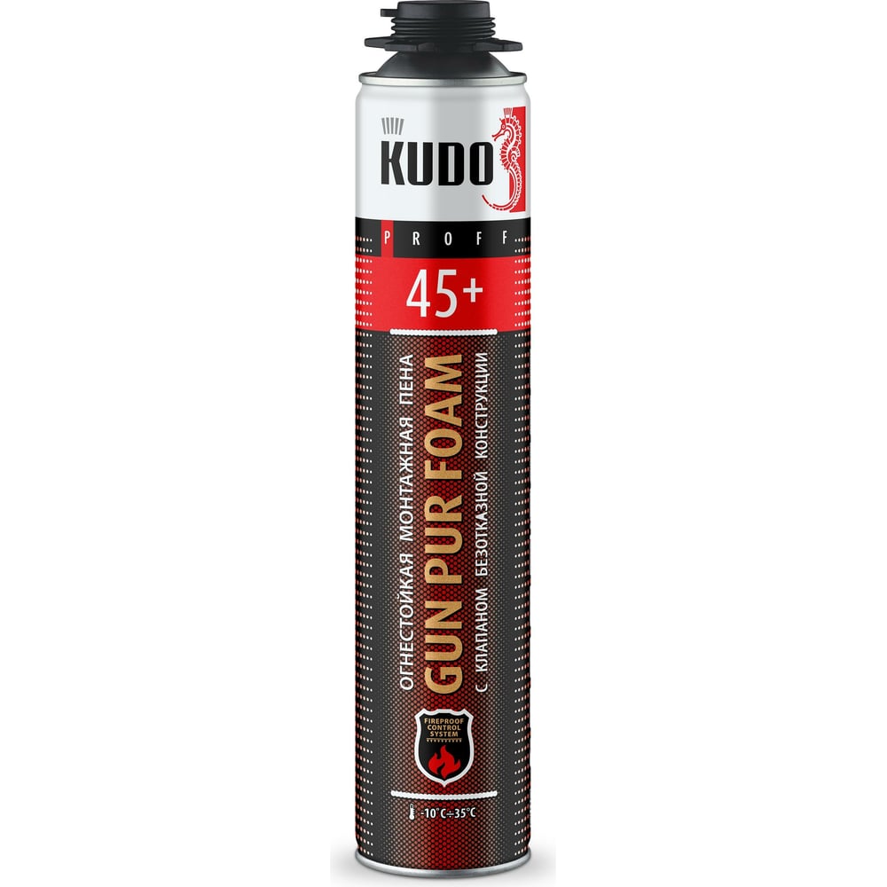 Пена монтажная Pro KUDO Home45+ 1000мл (до 45л) огнестойкая (от -10 до +35 градусов) (12шт/уп)