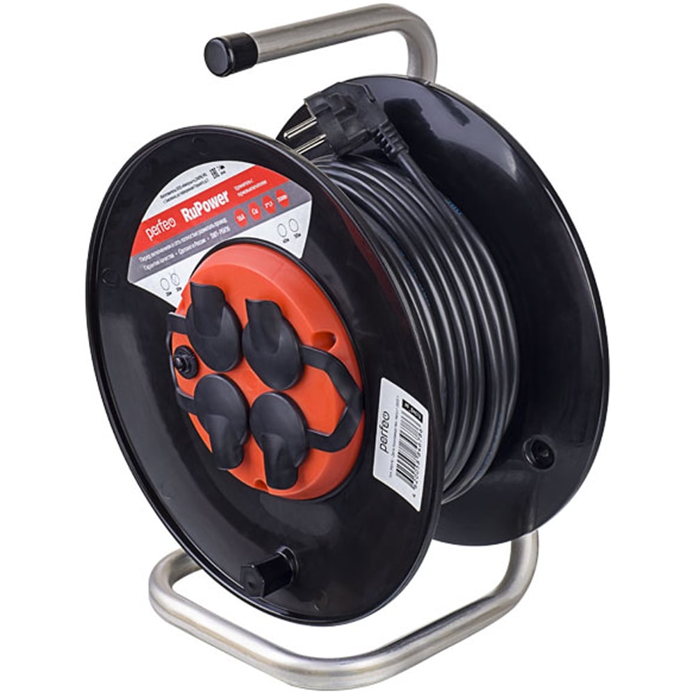 Perfeo удлинитель на катушке с заземлением "RU POWER" 50м 4гн с т/з 16А ПВС 3х1,5
