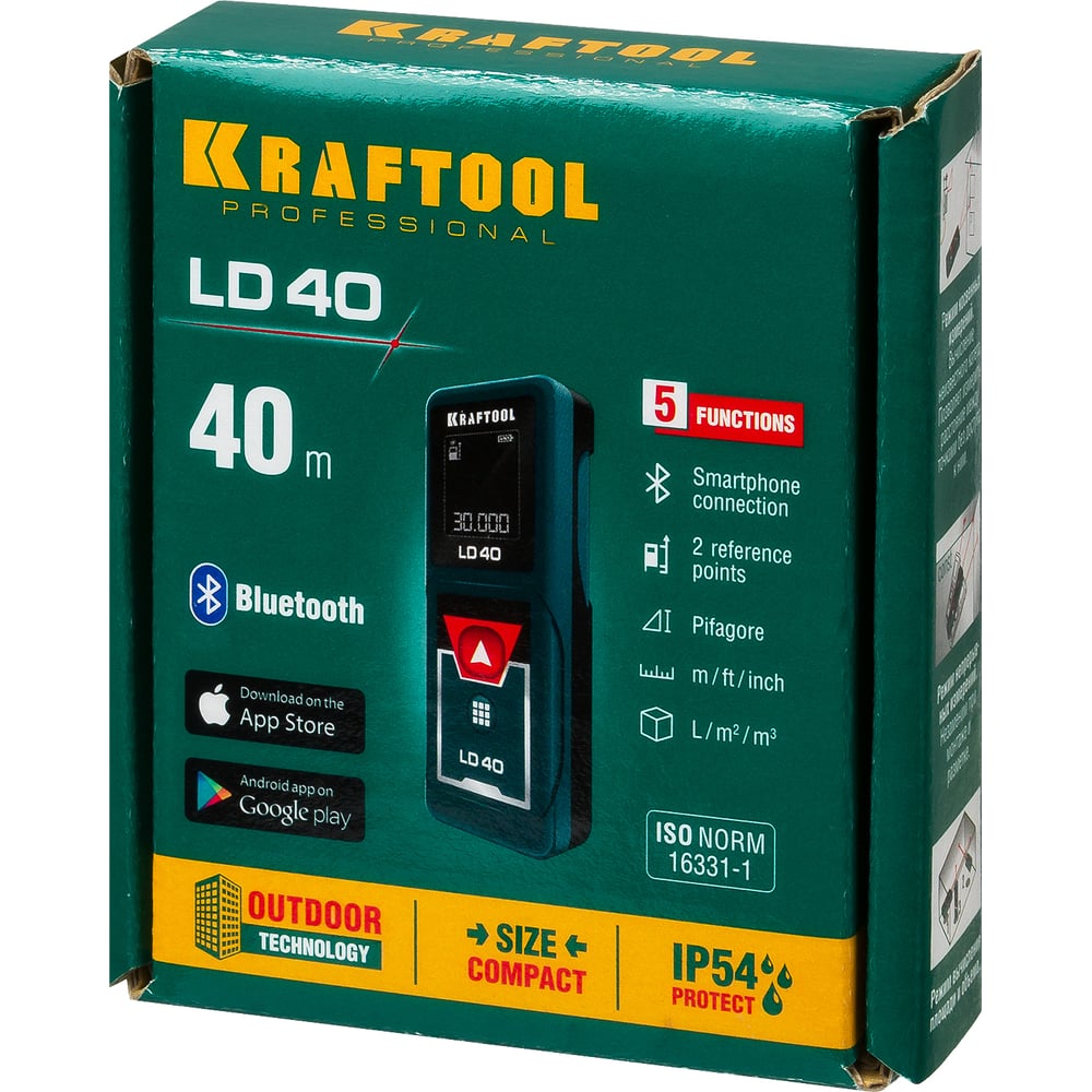 Дальномер лазерный LD-40, дальность 40м, 5 функций  точность 1,5мм. KRAFTOOL 34763
