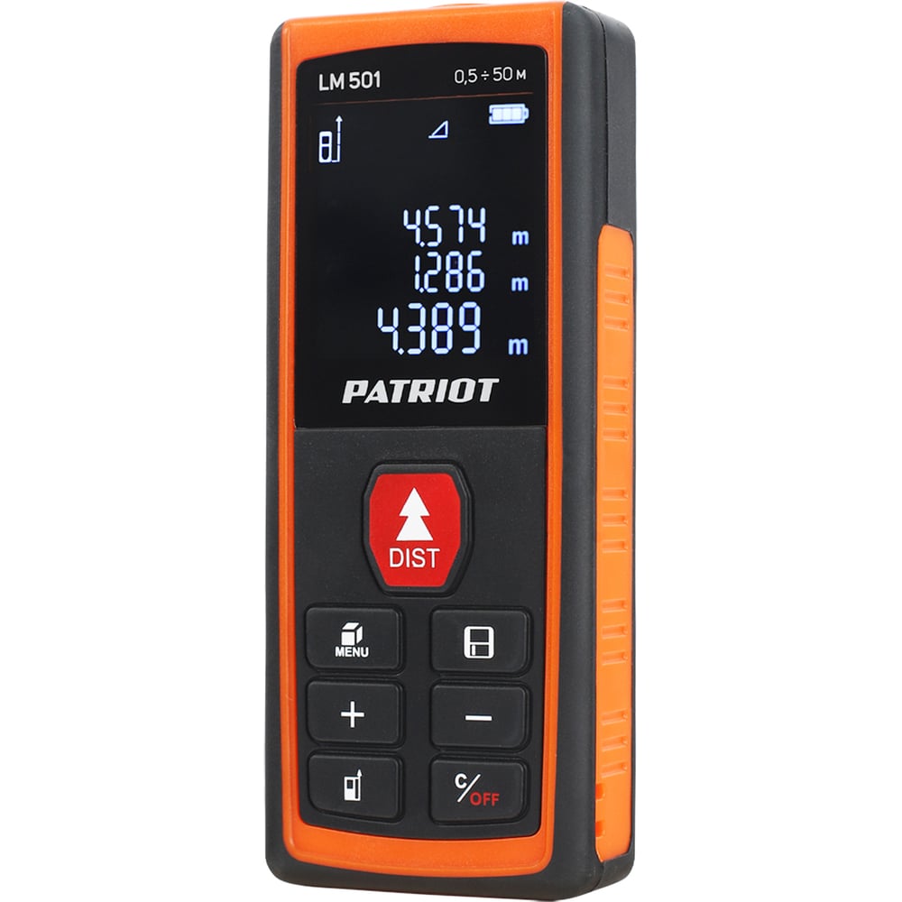 Дальномер лазерный PATRIOT LM 501, подсв,память 30изм,изм площади,обьема