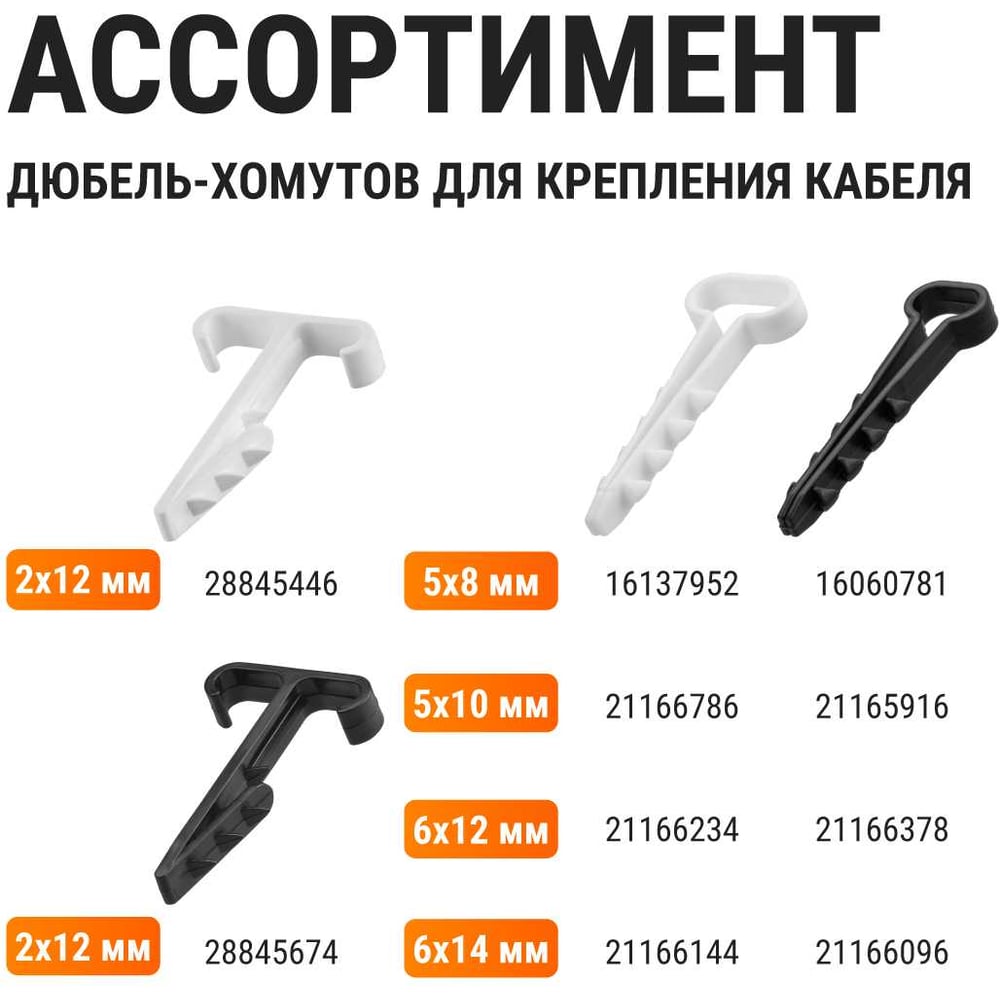 Дюбель-хомут для плоского кабеля 5-10мм черный (100шт) TDM