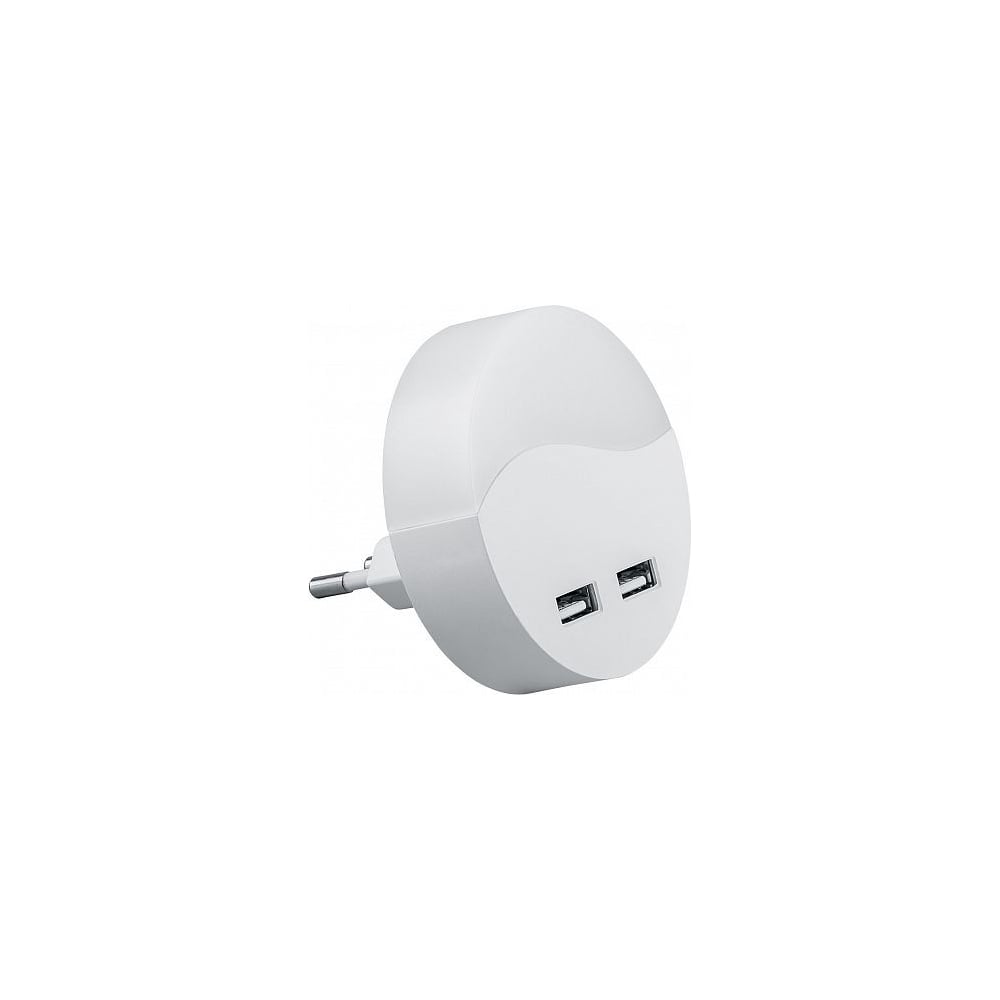 Светильник ночник Feron FN1122 0,45W 230V с USB выходами, круг, белый