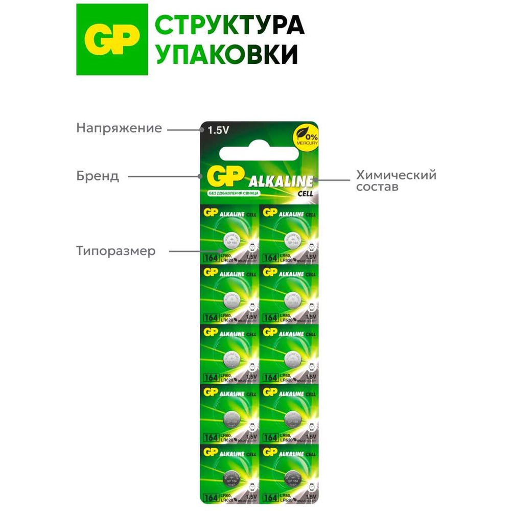 Батарейка Alkaline LR60 G1 164 (10шт на блистере)