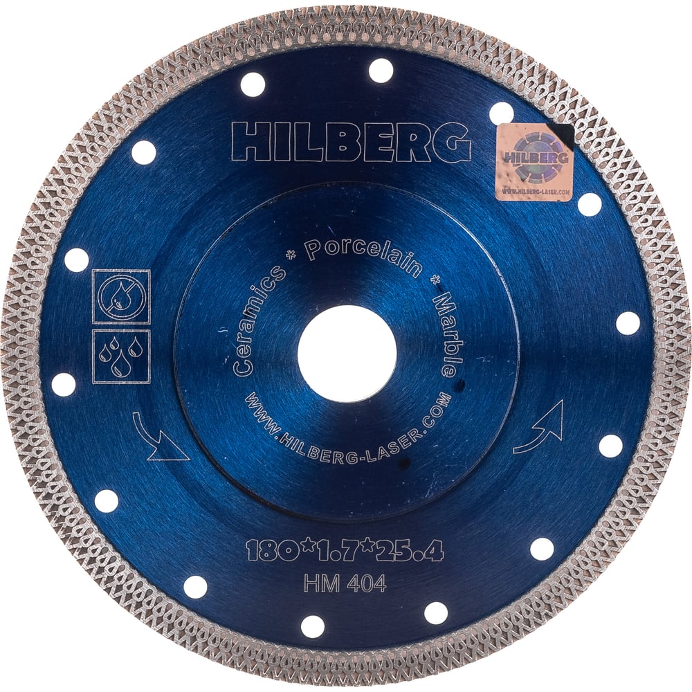 Диск алмазный TURBO ультратонкий х-тип 180х25,4мм (переходное кольцо 22,23) Hilberg