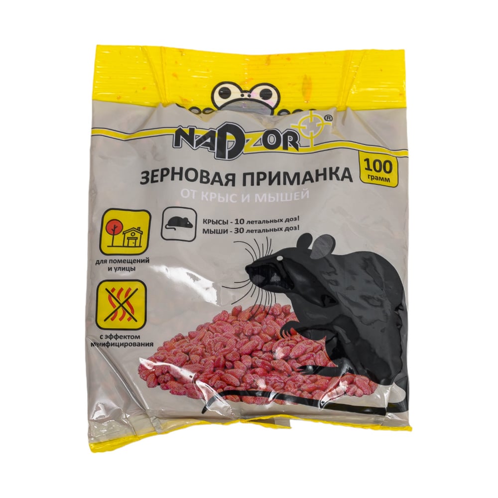 Зерновая приманка от крыс и мышей, 100 гр, Nadzor