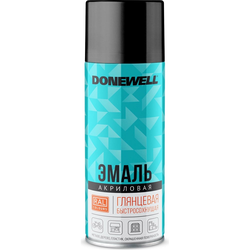 Аэрозоль DoneWell универс.черный глянец 520мл (12шт/уп)