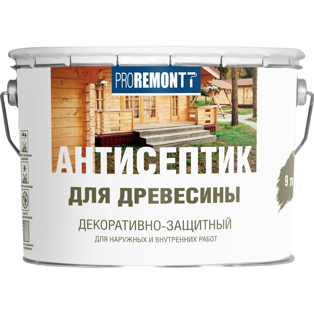 Антисептик Proremontt деревозащитное, бесцветный, 9л, Л-С