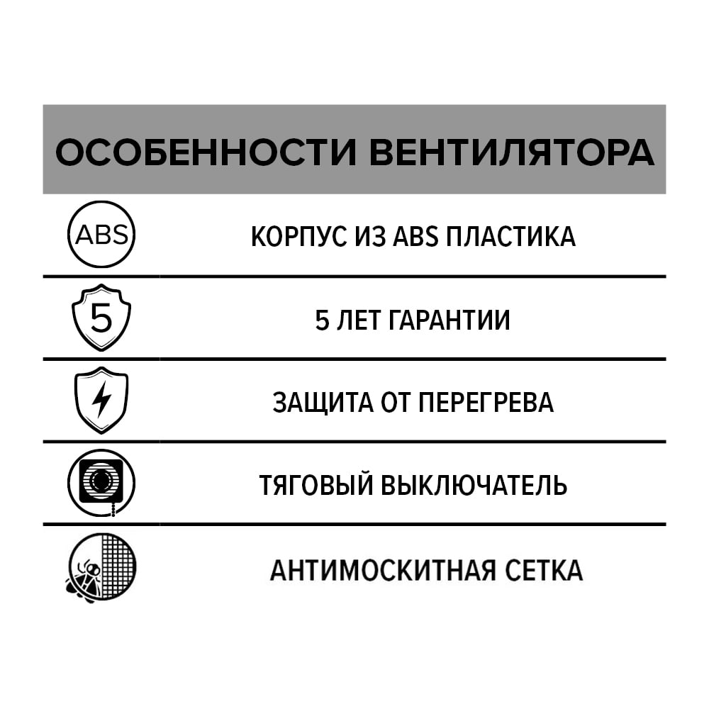 Вентилятор вытяжной шнуровым выкл D100