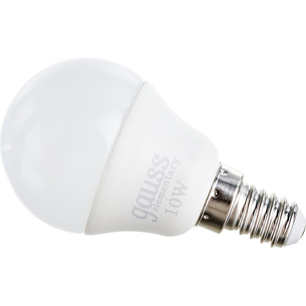 Лампа светодиодная LED Elementary Шар 10W E14 4100k, нейтральный белый, GAUSS
