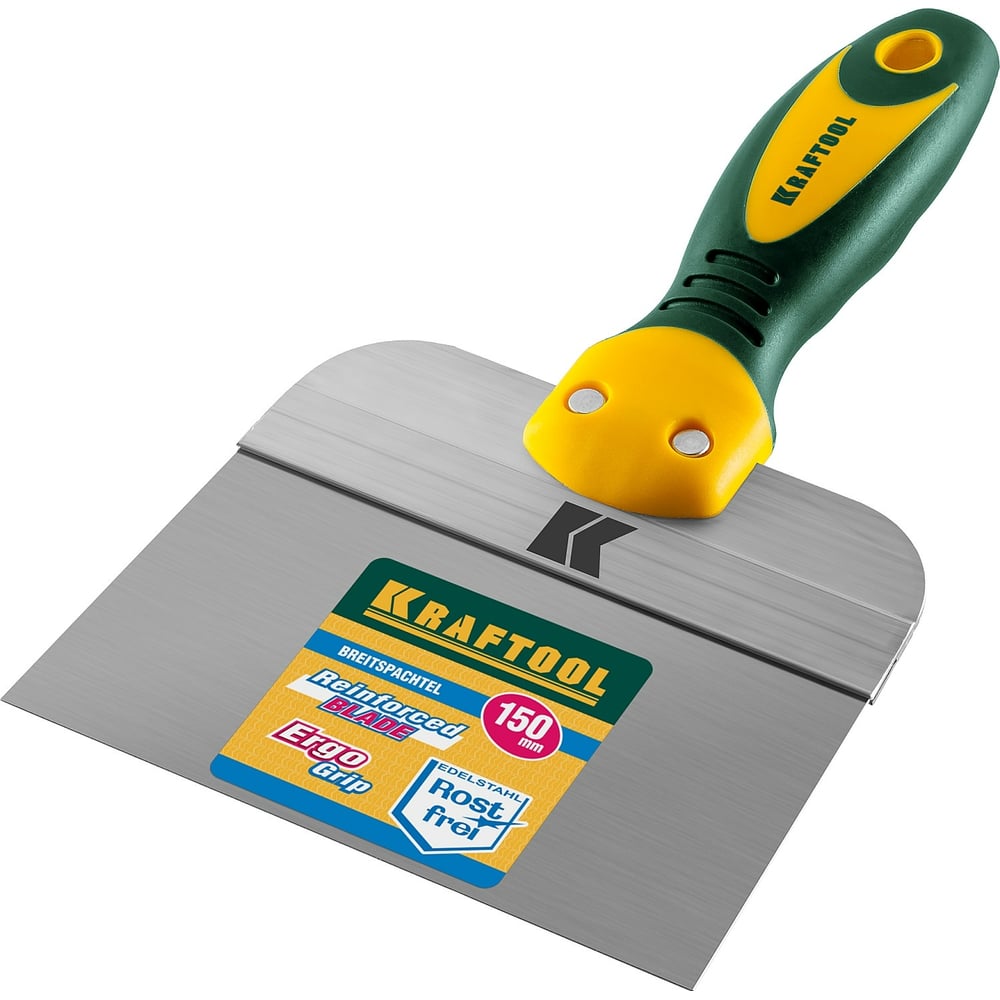 Шпатель лопатка KRAFTOOL с 2-компонент ручк, фасадный нерж полотно,150мм