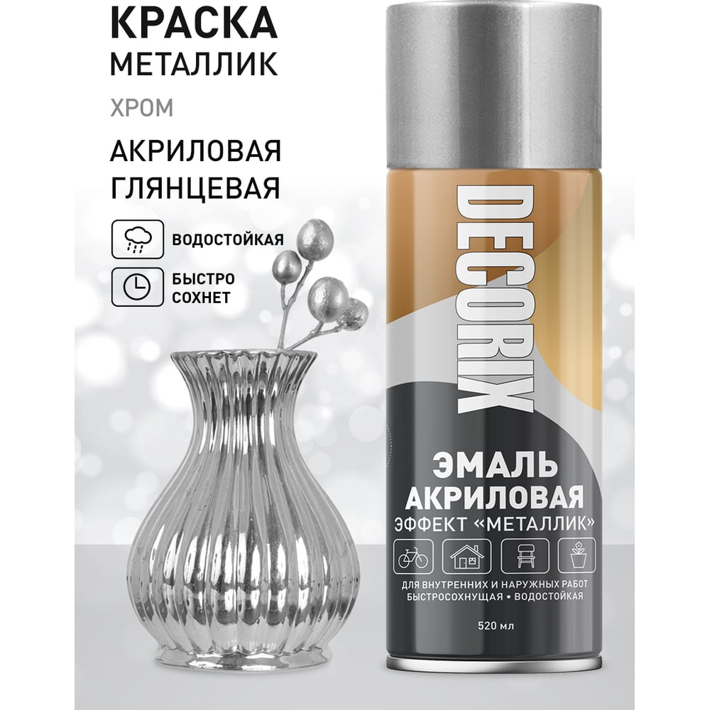 Аэрозоль Decorix металлик,хром (12шт/уп) М306