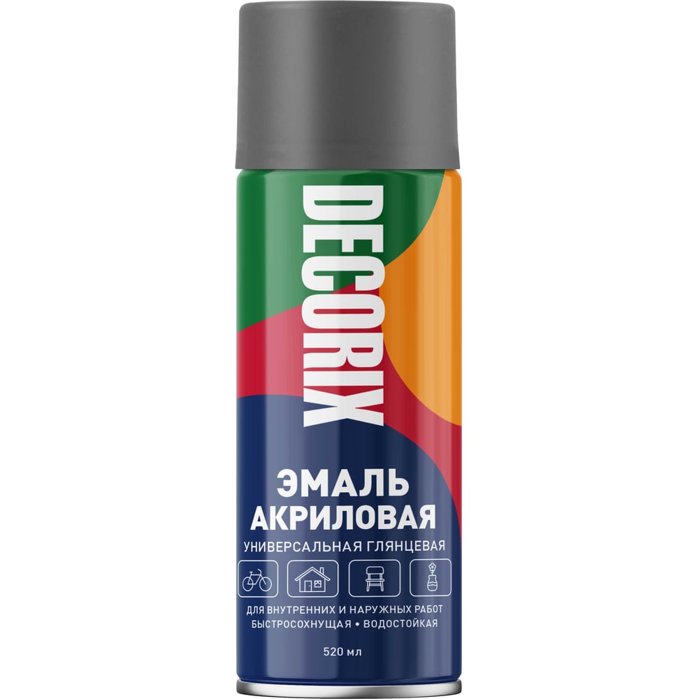 Аэрозоль Decorix универс.темно-серый 520мл (12шт/уп) А28