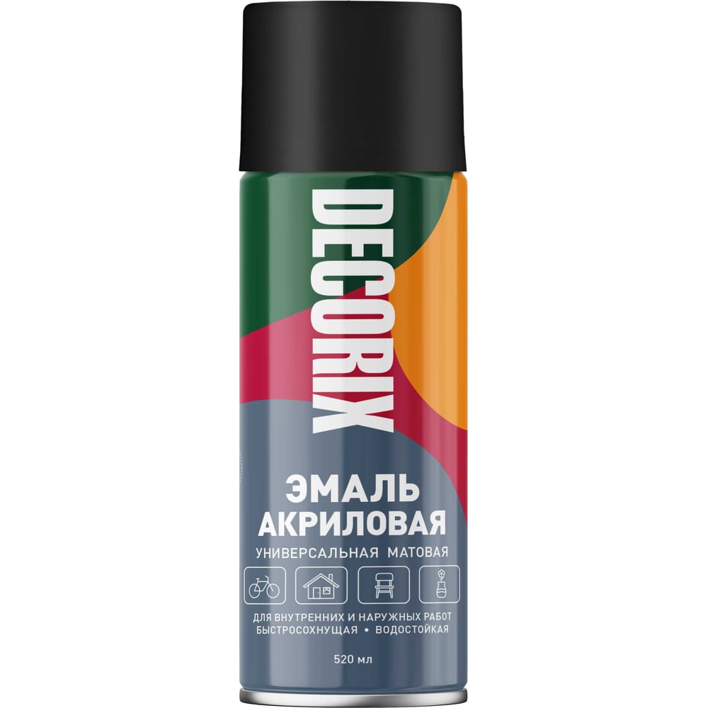 Аэрозоль Decorix универс.черный-матовый 520мл (12шт/уп) А02