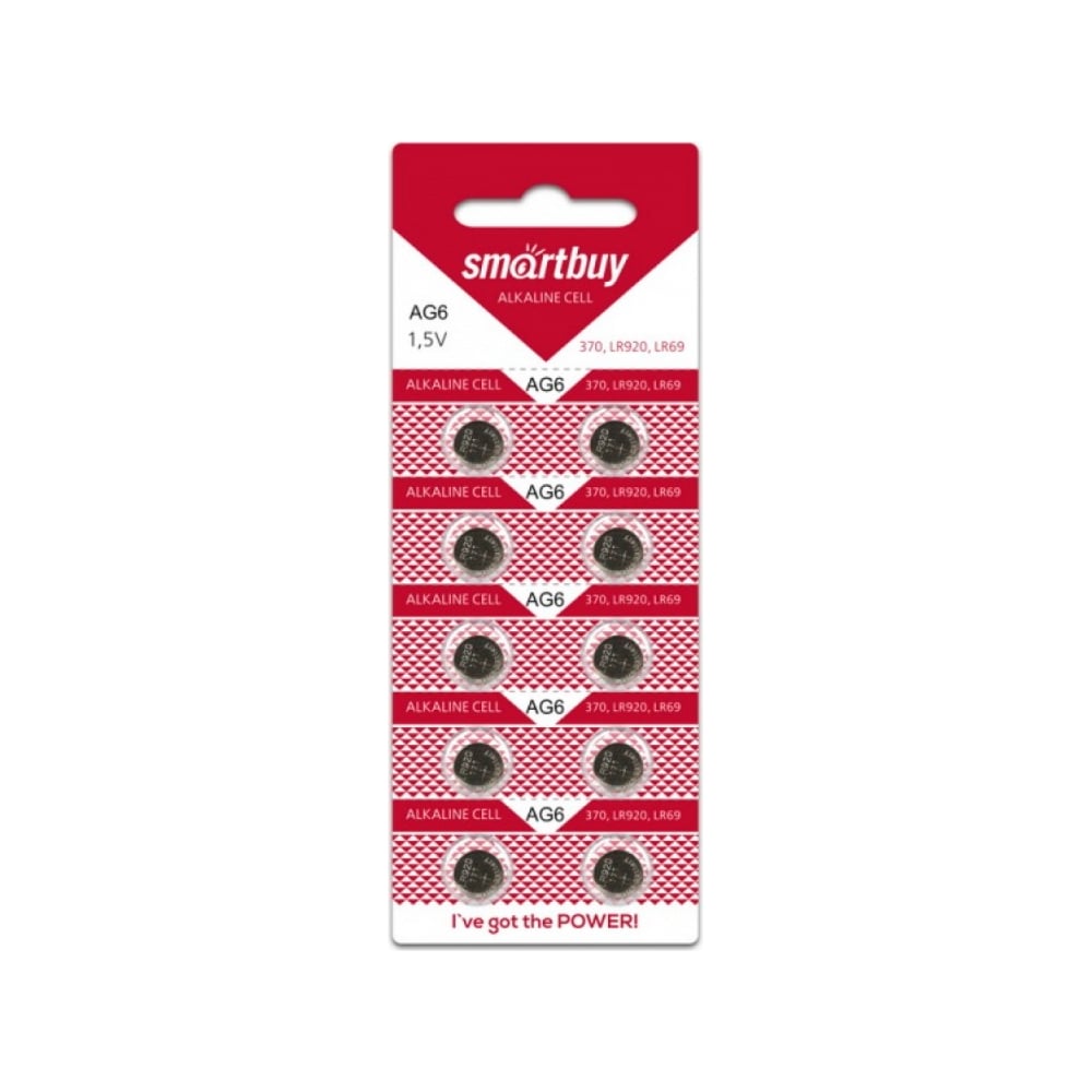 Батарейка часовая Smartbuy AG6-10В (10/2000) (SBBB-AG6-10B)