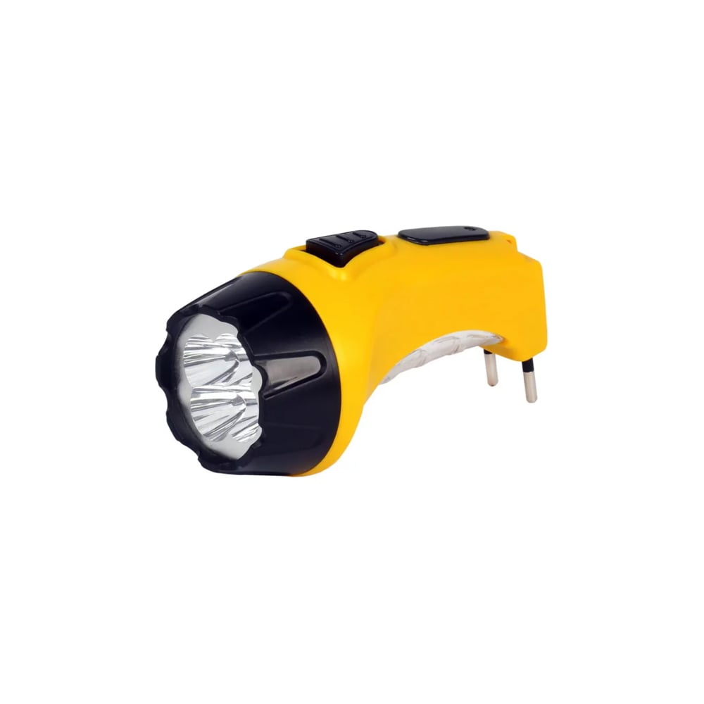 Аккумуляторный cветодиодный фонарь 4+6 LED с прямой зарядкой Smartbuy, желтый