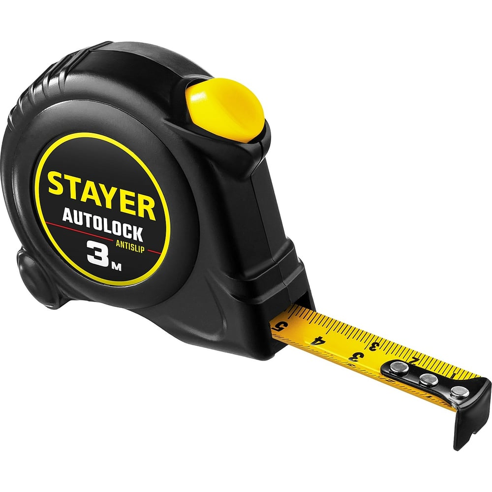 Рулетка STAYER "AUTOLOCK", корпус с резиновым напылением, автостоп, 3мх16мм