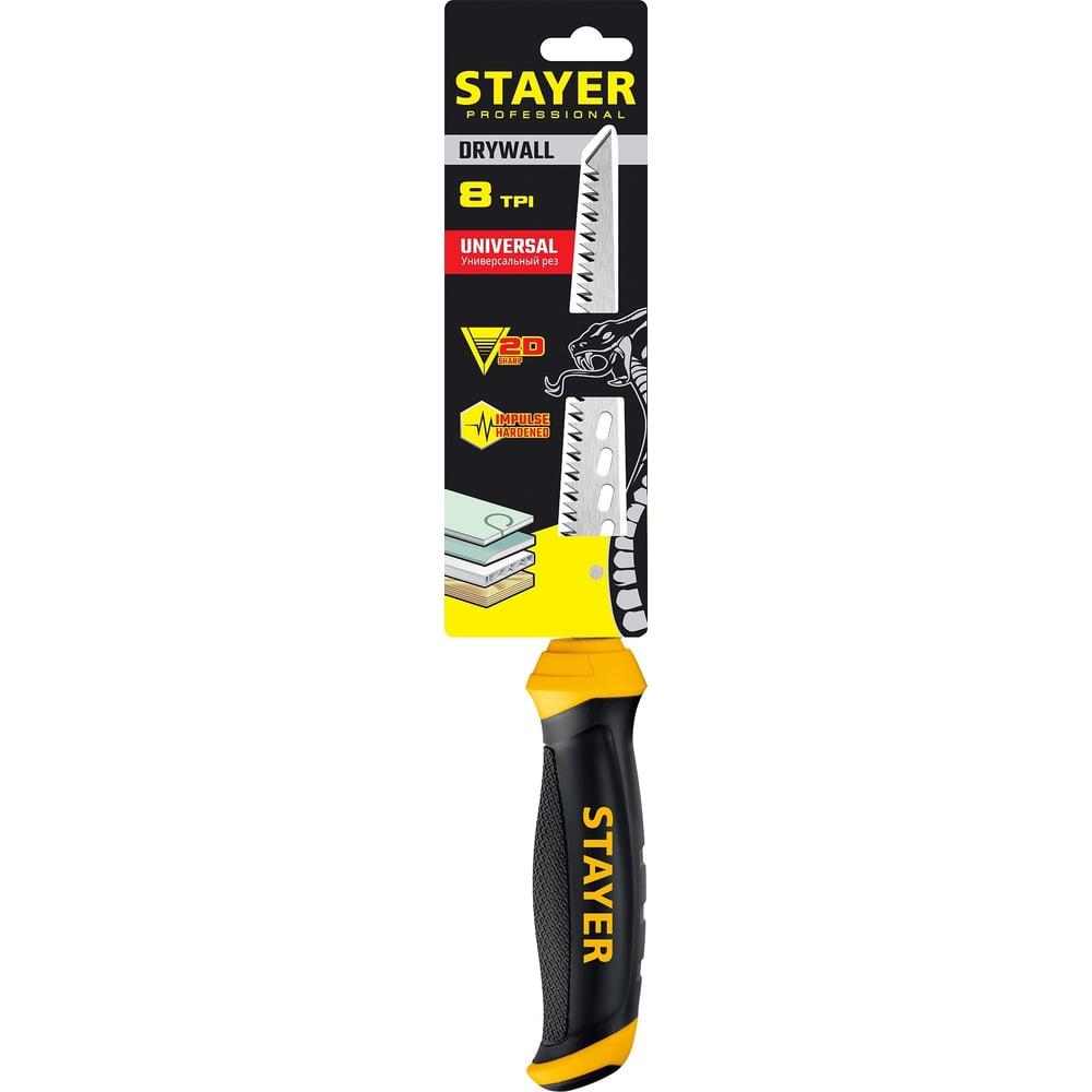 Ножовка STAYER "PROFI" выкружная по гипсокартону, 8TPI, 160мм