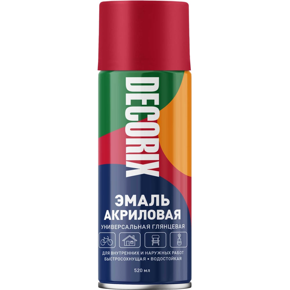 Аэрозоль Decorix универс.красный-глянцевый 520мл (12шт/уп) А04