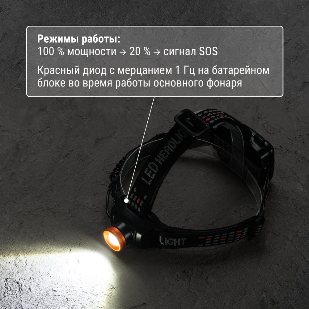 Фонарь "Титан 3" налобный, 6 Вт 1 светодиод CREE 400 лм, 3хАА, IPX4, TDM
