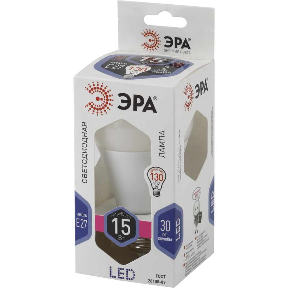 Лампа светодиодная ЭРА LED smd A60-15W-860-E27