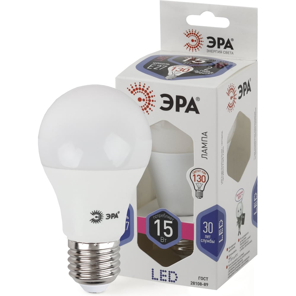Лампа светодиодная ЭРА LED smd A60-15W-860-E27